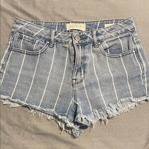 PacSun Striped Blue Jean Shorts
